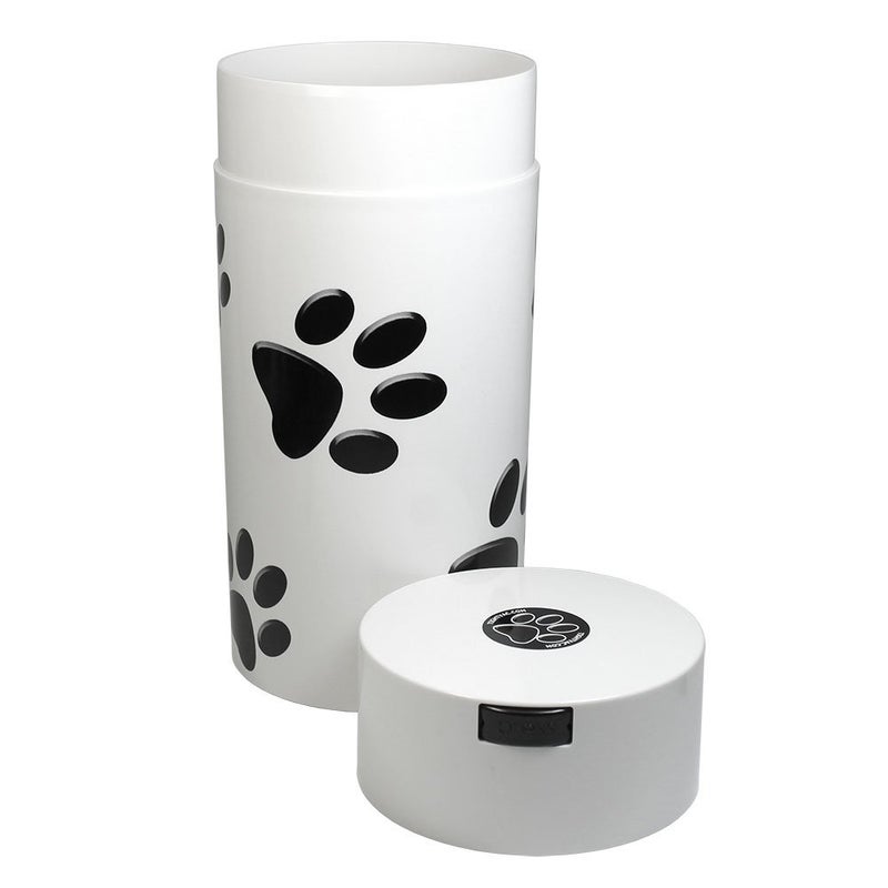 TIGHTPAC Pawvac 24 Ounce Vacuum Sealed Pet Food Storage Container; White/Black Paws - Image 2